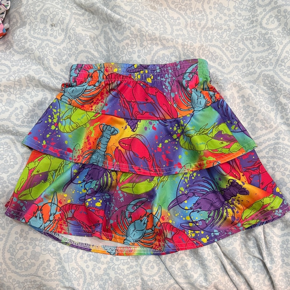 Azarhia Colorful Crawfish Print Skirt Sz S/6